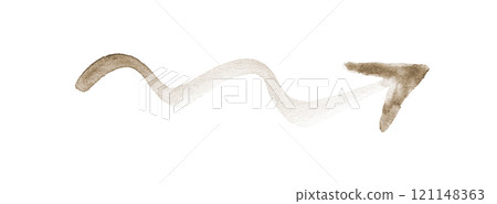 Minimalist brown watercolor arrow design on white background for trendy Minimalist brown watercolor arrow design on white background for trendy 121148363