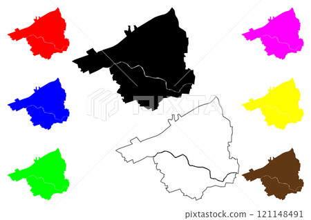 Salem city County, Commonwealth of Virginia (Independent city, U.S. county, United States of America, USA, U.S., US) map vector illustration, scribble sketch Salem map 121148491