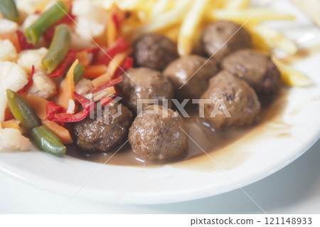 closeup of Turkey Meatballs on a plate closeup of Turkey Meatballs on a plate 121148933
