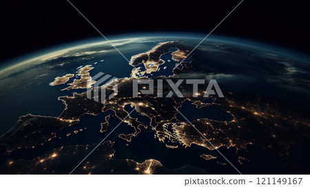 Image of earth from outer space. Generative AI 121149167