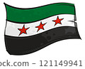 Painted Free Syria flag waving in wind 121149941