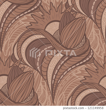 Mocha Mousse Color of the Year 2025 Abstract Wavy Line Art Vector Seamless Pattern for Wallpaper or Fabric Textile Design Mocha Mousse Color of the Year 2025 Abstract Wavy Line Art Vector Seamless Pattern for Wallpaper or Fabric Textile Design 121149958