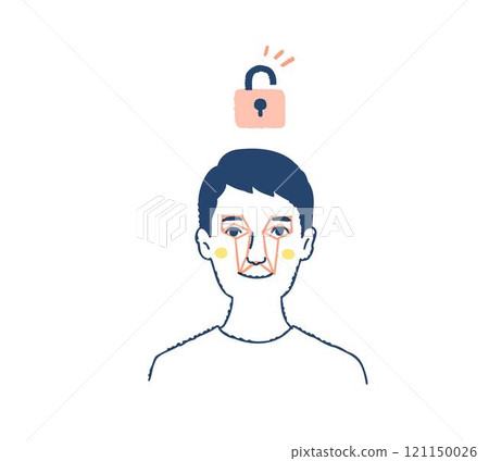 A man using Face ID facial recognition A man using Face ID facial recognition 121150026
