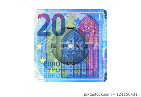 Electrical socket, outlet with 20 euro texture. 3D rendering 121150431