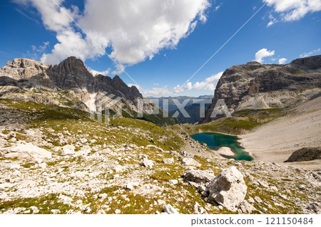Small alpine lakes Laghi dei Piani in Italian Dolomite mountains Small alpine lakes Laghi dei Piani in Italian Dolomite mountains 121150484