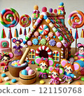 A mouse makes sweets in candy land 121150768
