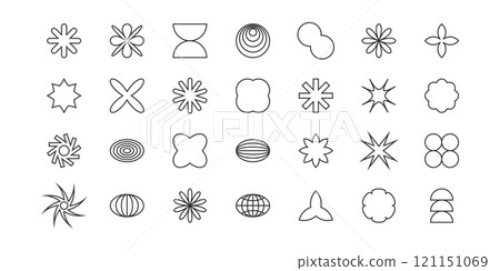Brutalism vector shapes. Postmodern geometric abstract shapes, Retro design symbols in Y2K., trendy retro design symbols in Y2K style. Geometric shapes set. Brutalism vector shapes. Postmodern geometric abstract shapes, Retro design symbols in Y2K., trendy retro design symbols in Y2K style. Geometric shapes set. 121151069