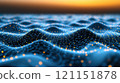 Waves of interconnected digital nodes create a futuristic network landscape, AI 121151878