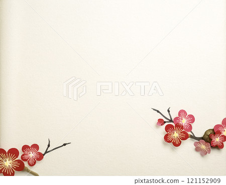 畫有李子的日本紙背景材料 121152909