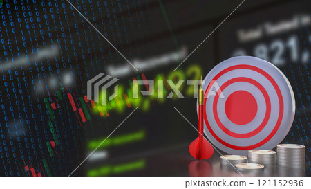 The Dart and coins for Business concept 3d rendering. 121152936