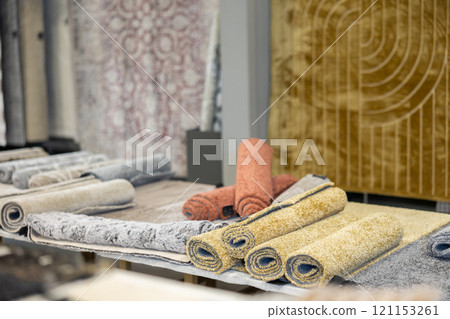 Carpets displayed in building supply store Carpets displayed in building supply store 121153261