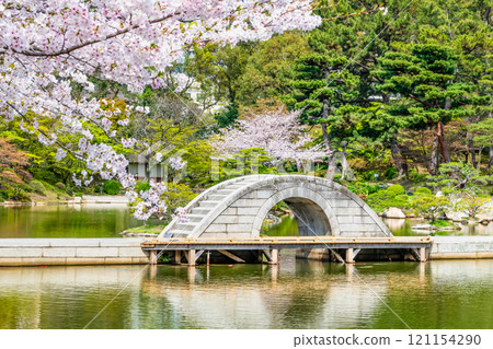 廣島春天縮景園:灌溉池與彩虹橋 廣島春天縮景園:灌溉池與彩虹橋 121154290