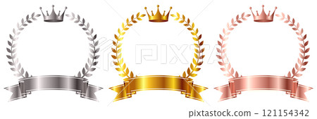 框架皇冠絲帶金色圖標 121154342