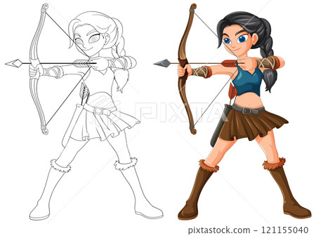Female Archer in Action Pose 121155040