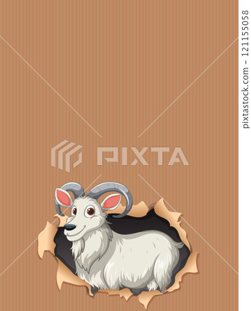 Curious Goat Peeking Through Paper 121155058