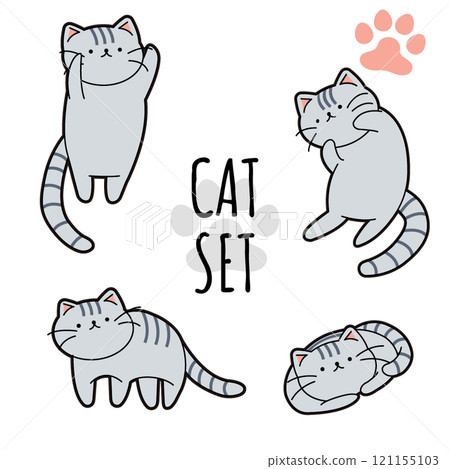 Cute cat illustration (gray) 121155103