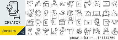 Creator related line icon set 121155769