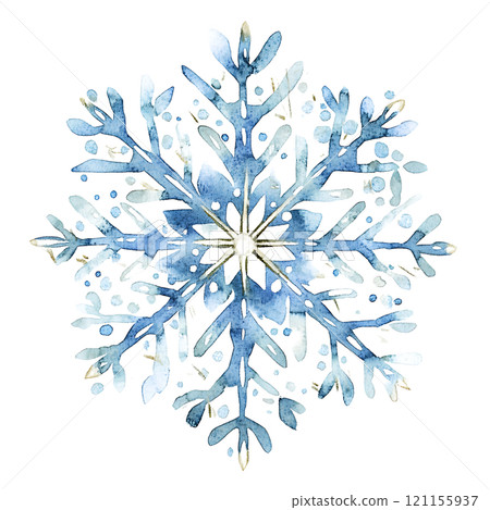 Beautiful blue snowflake design with intricate patterns 121155937