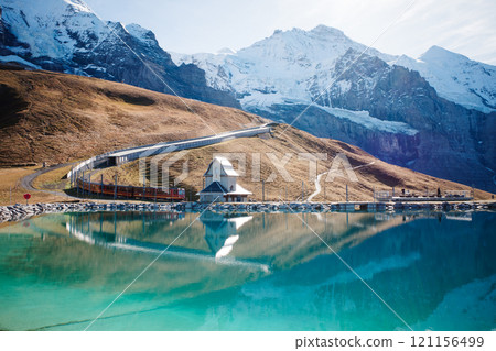 [Switzerland] Jungfrau Railway reflected in a pond 121156499