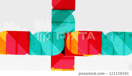 Squares, circles and triangles and grainy noisy texture. Vector Illustration For Wallpaper, Banner, Background, Card, Book Illustration, landing page Squares, circles and triangles and grainy noisy texture. Vector Illustration For Wallpaper, Banner, Background, Card, Book Illustration, landing page 121156591