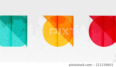 Squares, circles and triangles and grainy noisy texture. Vector Illustration For Wallpaper, Banner, Background, Card, Book Illustration, landing page 121156601