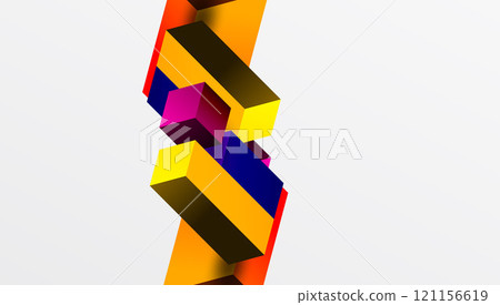 Sleek abstract design featuring isometric 3D blocks in a clean, modern composition. Perfect for tech-inspired themes, with vibrant colors and geometric precision Sleek abstract design featuring isometric 3D blocks in a clean, modern composition. Perfect for tech-inspired themes, with vibrant colors and geometric precision 121156619