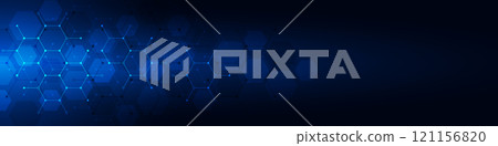 Abstract background and design element with geometric shape and hexagons pattern for banner or website header template 121156820