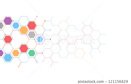 Abstract design element with geometric background of hexagons shape pattern 121156829