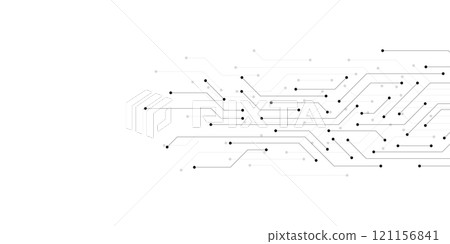 Circuit board texture with communication technology concept. Creative vector illustration 121156841