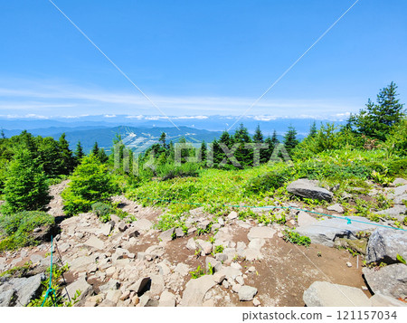 Summer climbing of Mt. Azumaya and Mt. Nekodake (Nakaone Course: View towards the Northern Alps) 121157034