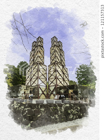 Watercolor style, Izu, Nirayama Reflection Furnace, Izunokuni City, Shizuoka Prefecture 121157313