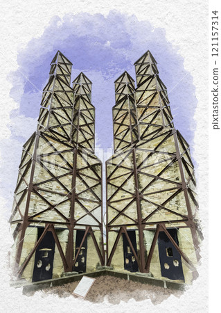 Watercolor style, Izu, Nirayama Reflection Furnace, Izunokuni City, Shizuoka Prefecture 121157314