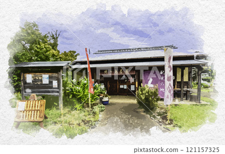 Watercolor style, Izu, Hirugashima Park, Hirugashima Chaya, Izunokuni City, Shizuoka Prefecture Watercolor style, Izu, Hirugashima Park, Hirugashima Chaya, Izunokuni City, Shizuoka Prefecture 121157325