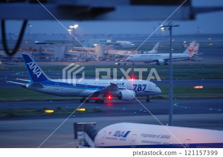Airplane parked at Haneda Airport 121157399