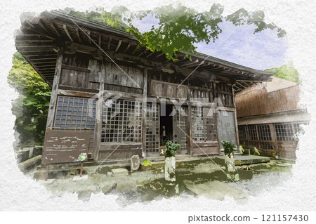 水彩風格 伊豆修善寺 靜岡縣 伊豆市 靜喜殿 水彩風格 伊豆修善寺 靜岡縣 伊豆市 靜喜殿 121157430