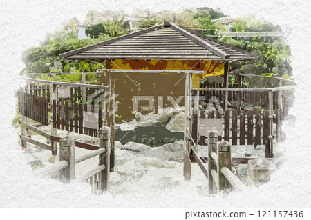 Watercolor style, Izu Shuzenji, Tokko no Yu, Izu City, Shizuoka Prefecture 121157436