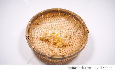 White dried wood ear mushroom 121158882