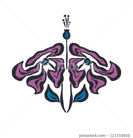 Black outline minimal abstract inky flower Black outline minimal abstract inky flower 121158920