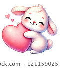 Cute bunny holding a heart, symbolizing love and affection. Valentine's cartoon character. 121159025