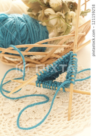 Knitting of yarn Knitting of yarn 121159258