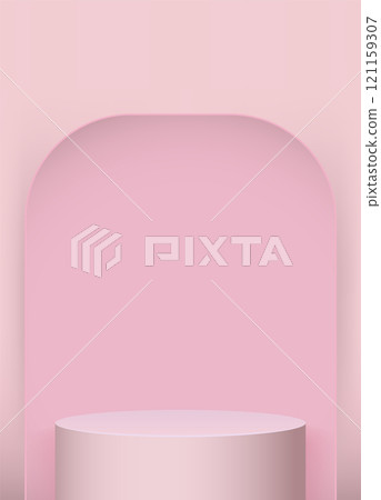 Pink podium minimal style on pink background illustration Pink podium minimal style on pink background illustration 121159307