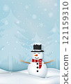 Snowmani n winter, Christmas season Paper cut illustration. 121159310