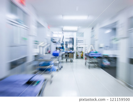 Concept of patient treatment, patient room, operating room in hospital, blurred image 121159500