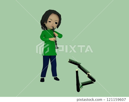 耍蛇人男孩用單簧管演奏一條當地玩具──竹子製成的蛇。 121159607