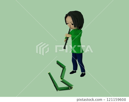 耍蛇人男孩用單簧管演奏一條當地玩具──竹子製成的蛇。 121159608