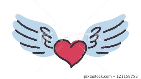 Romantic red heart with angel wings Romantic red heart with angel wings 121159758
