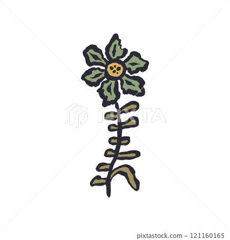 Black outline minimal abstract inky flower Black outline minimal abstract inky flower 121160165