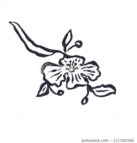 Black and white minimal abstract inky line art flower Black and white minimal abstract inky line art flower 121160166