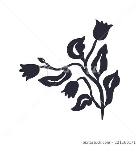 Black and white minimal abstract inky flower silhouette Black and white minimal abstract inky flower silhouette 121160171
