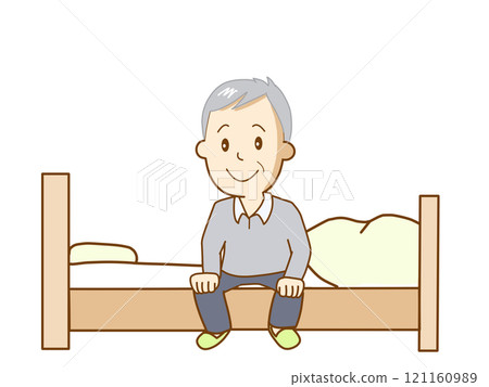 老人坐在床上 老人坐在床上 121160989